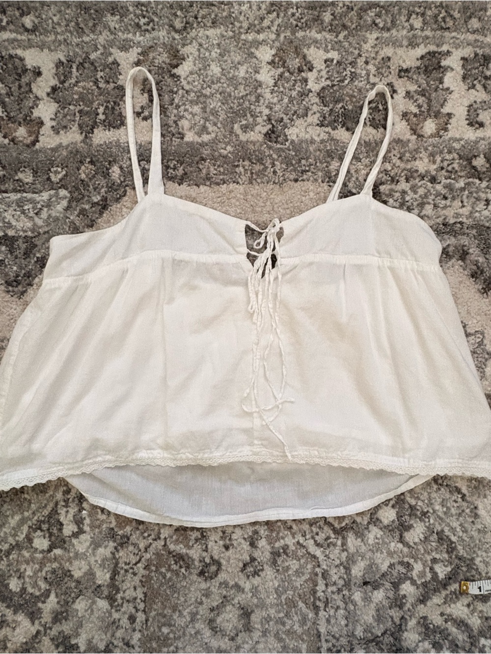White Lightweight Tie-Front Spaghetti Strap Tank Top
